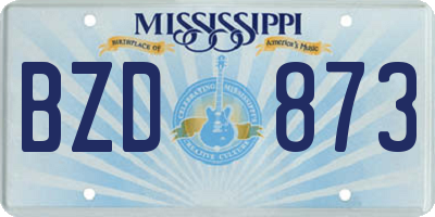 MS license plate BZD873