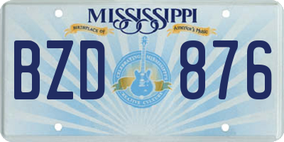 MS license plate BZD876
