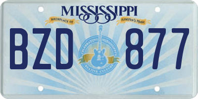 MS license plate BZD877
