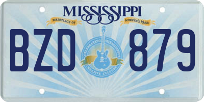 MS license plate BZD879