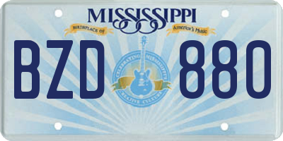 MS license plate BZD880