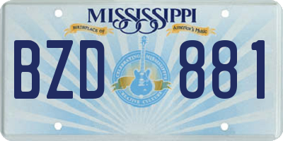 MS license plate BZD881