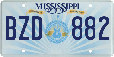 MS license plate BZD882