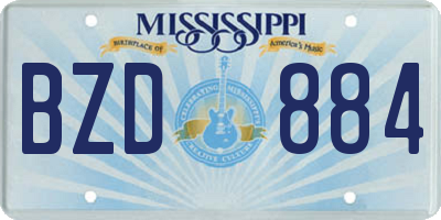 MS license plate BZD884