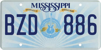 MS license plate BZD886