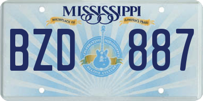 MS license plate BZD887