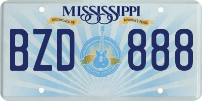 MS license plate BZD888