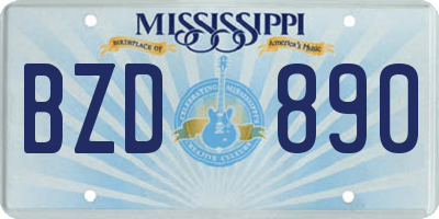 MS license plate BZD890