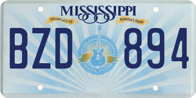 MS license plate BZD894