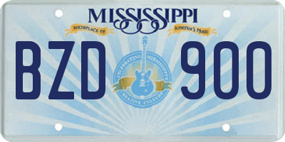 MS license plate BZD900