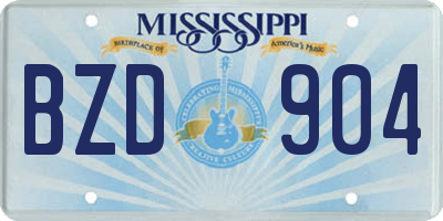 MS license plate BZD904