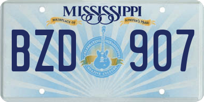 MS license plate BZD907