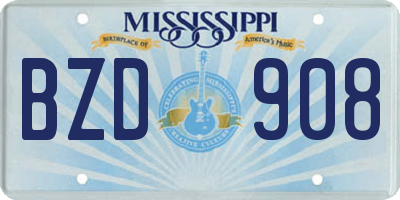 MS license plate BZD908