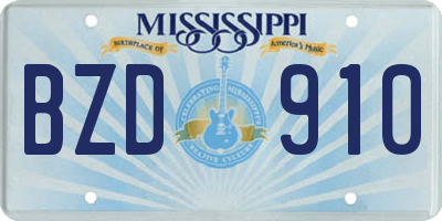 MS license plate BZD910
