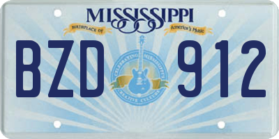 MS license plate BZD912