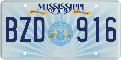 MS license plate BZD916