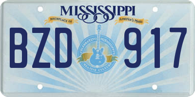 MS license plate BZD917