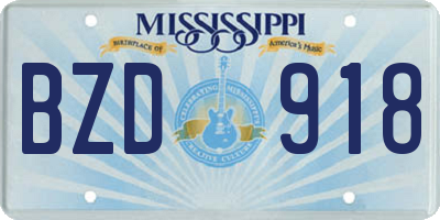 MS license plate BZD918
