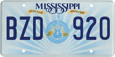 MS license plate BZD920