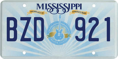 MS license plate BZD921