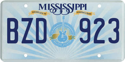 MS license plate BZD923