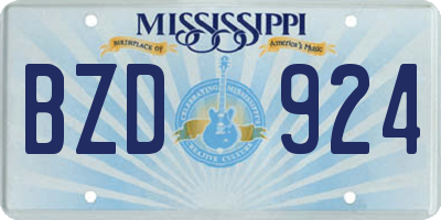 MS license plate BZD924