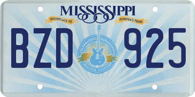 MS license plate BZD925