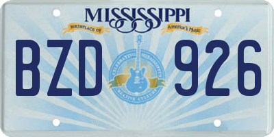 MS license plate BZD926