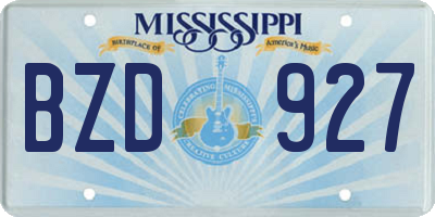 MS license plate BZD927