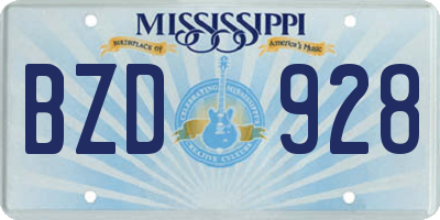 MS license plate BZD928