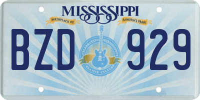 MS license plate BZD929