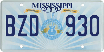 MS license plate BZD930