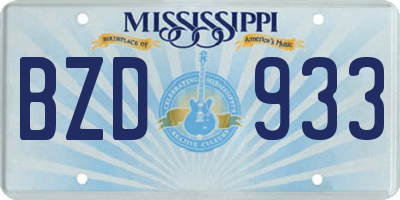 MS license plate BZD933