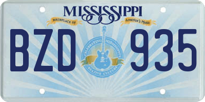 MS license plate BZD935
