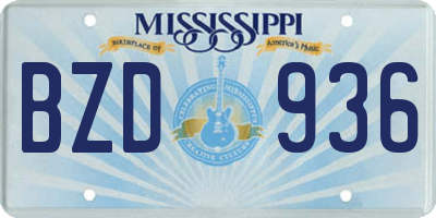 MS license plate BZD936