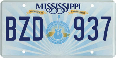MS license plate BZD937