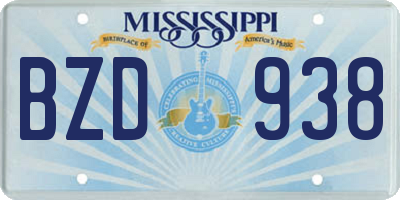 MS license plate BZD938