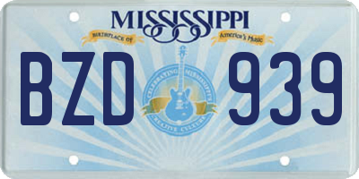 MS license plate BZD939