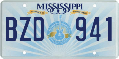 MS license plate BZD941