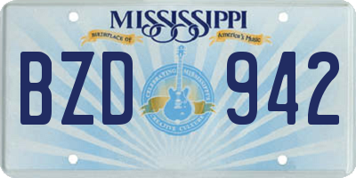 MS license plate BZD942