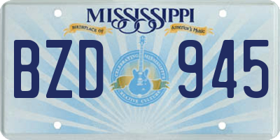 MS license plate BZD945