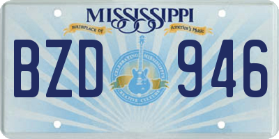 MS license plate BZD946
