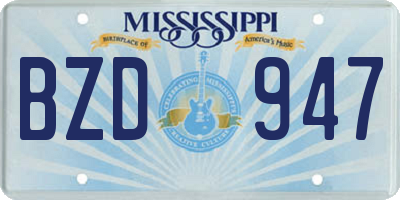 MS license plate BZD947