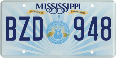 MS license plate BZD948