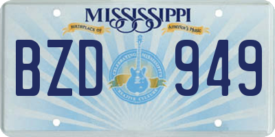 MS license plate BZD949