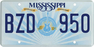 MS license plate BZD950