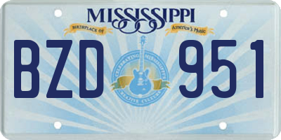 MS license plate BZD951