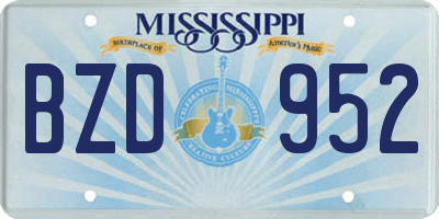 MS license plate BZD952