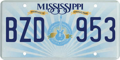 MS license plate BZD953