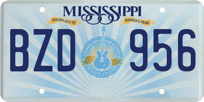 MS license plate BZD956